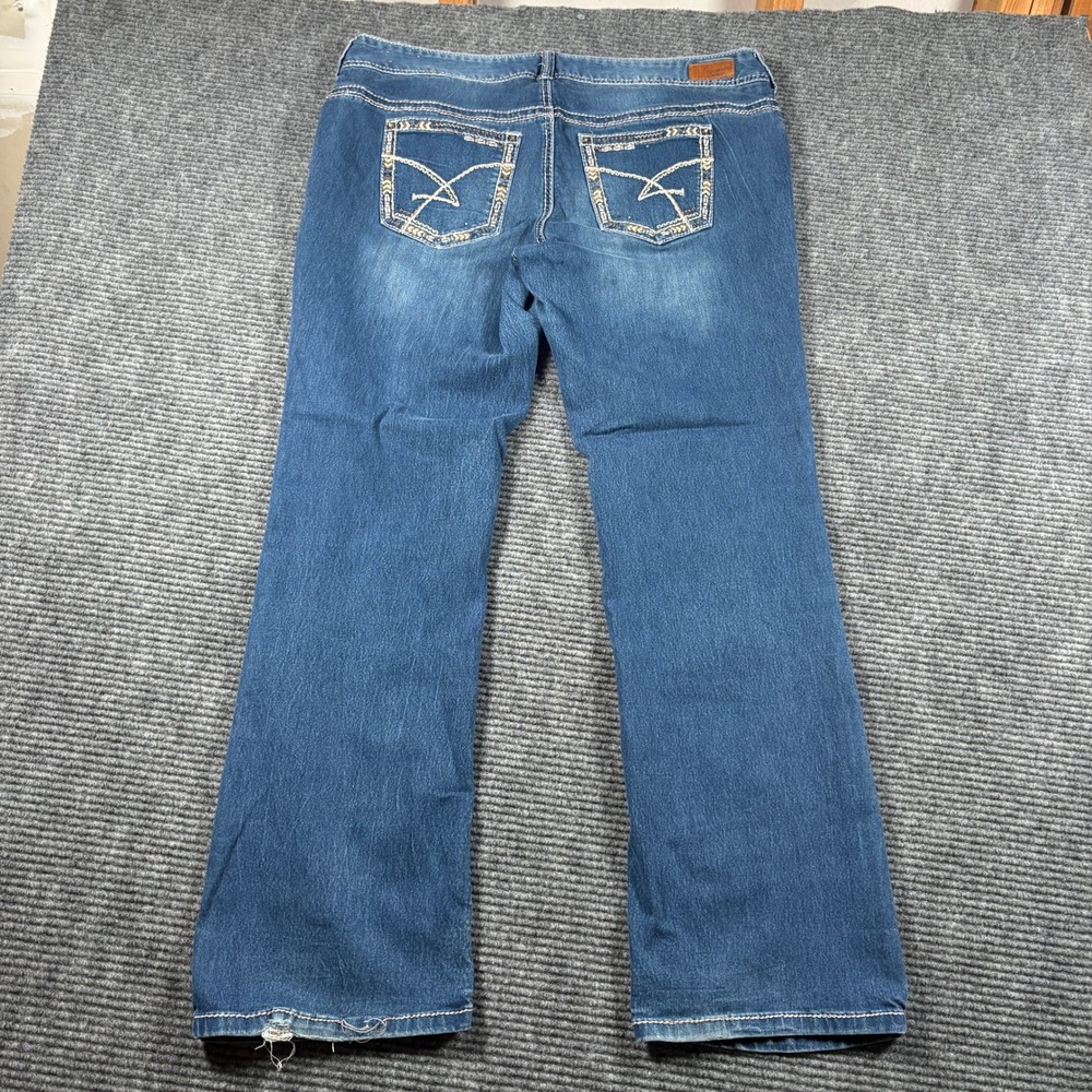 Amethyst Jeans Womens 16 Medium Wash Bootcut Embroidered Pockets Blue Denim - Picture 5 of 8